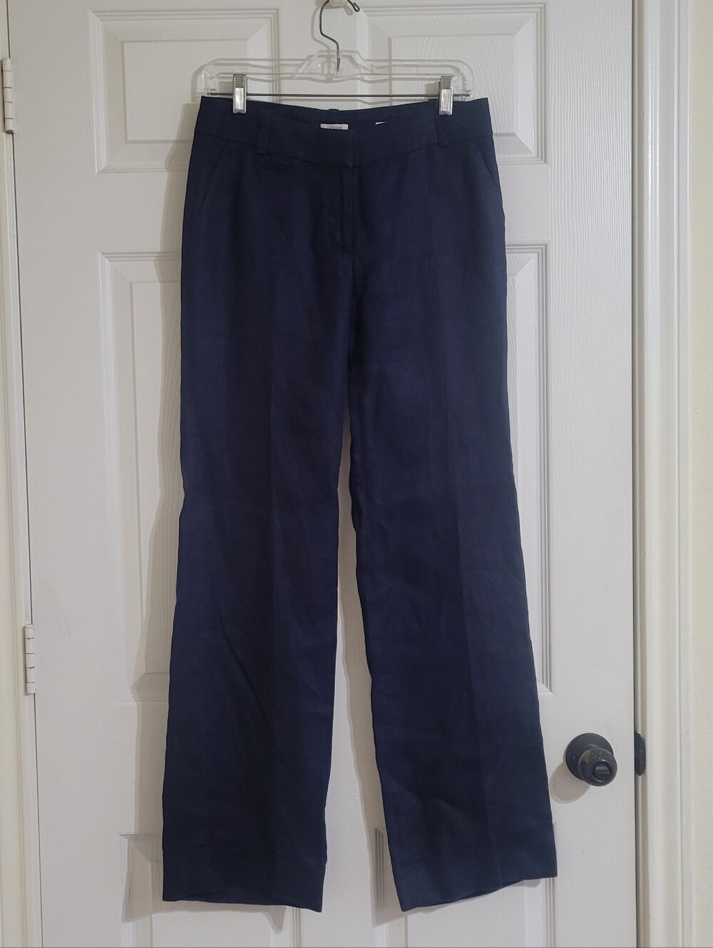 J. Crew Dark Navy Wide-Leg Linen Trousers